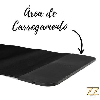 Imagem de Mouse Pad Preto 30x80cm Antiderrapante com Carregador de Celular