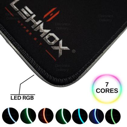 Imagem de Mouse Pad Preto Gamer 25Cmx35Cm 7 Cores Led Rgb Lehmox