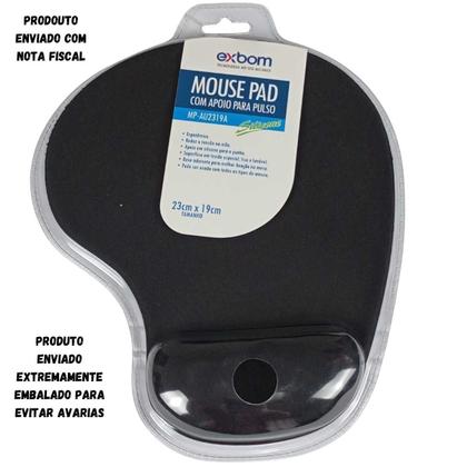 Imagem de Mouse Pad Profissional Ergonômica Com Apoio De Punho Tecido Conforto Computador Mousepad Pulso Em Gel Preto Descanso Suporte De Punho