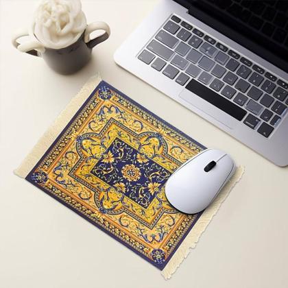 Imagem de Mouse Pad Tapete Persa Com Franja Decorativo Apoio Computador Notebook Aveludado Emborrachado