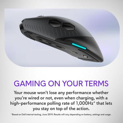 Mouse para jogos Alienware AW720M Tri-Mode Wireless 26.000 DPI