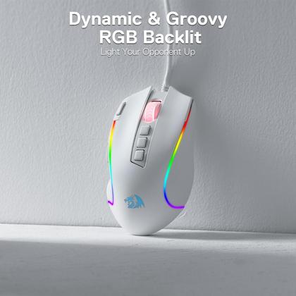 Imagem de Mouse para jogos Redragon M612 Predator RGB 8000 DPI com fio branco