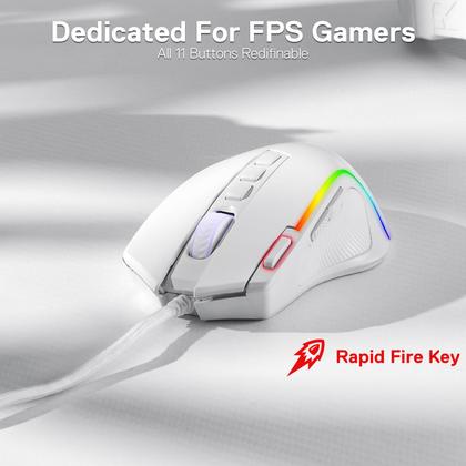 Imagem de Mouse para jogos Redragon M612 Predator RGB 8000 DPI com fio branco