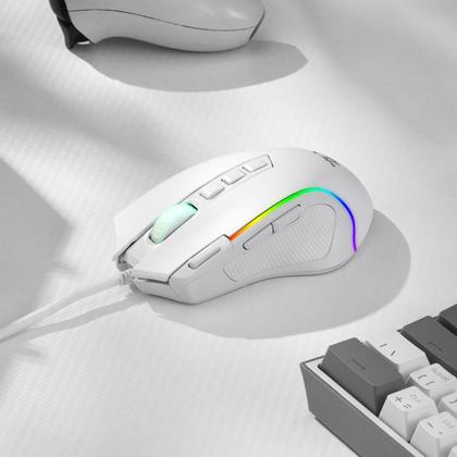 Imagem de Mouse para jogos Redragon M612 Predator RGB 8000 DPI com fio branco