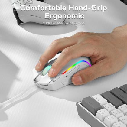 Imagem de Mouse para jogos Redragon M612 Predator RGB 8000 DPI com fio branco