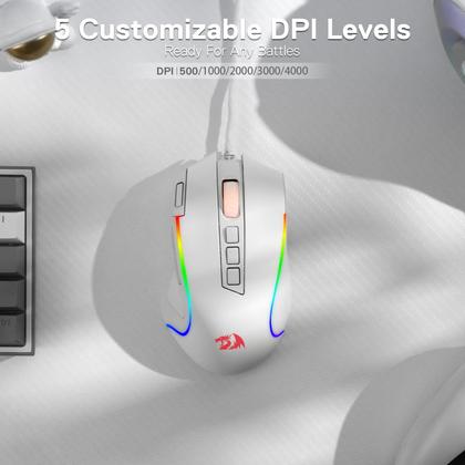Imagem de Mouse para jogos Redragon M612 Predator RGB 8000 DPI com fio branco