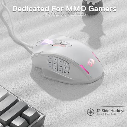 Imagem de Mouse para jogos Redragon M908 Impact RGB LED 12.400 DPI branco