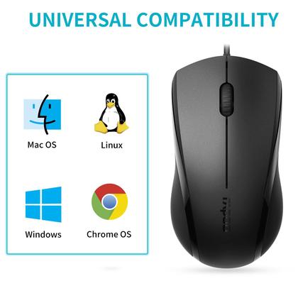 Imagem de Mouse Rapoo Silent Wired 1000 DPI com cabo de 1,5 m para laptop
