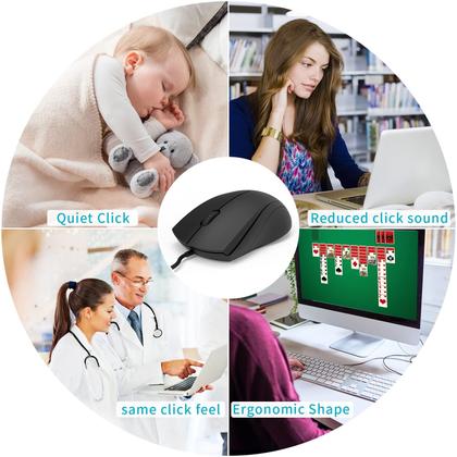 Imagem de Mouse Rapoo Silent Wired 1000 DPI com cabo de 1,5 m para laptop