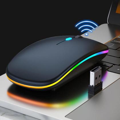 Imagem de Mouse Recarregável Sem Fio Gamer Home Office Led Rgb 2.4 ghz