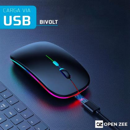 Imagem de Mouse Sem Fio 2.4 ghz Optico Recarregável Gamer USB Led Rgb Wirelles Usb Notebook