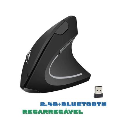 Imagem de Mouse sem fio (2.4g usb e bluetooth) recarregável vertical