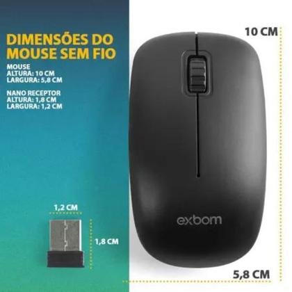 Imagem de Mouse Sem Fio 2,4g Com Sensor Óptico Modelo Exbom