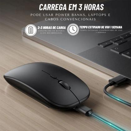 Imagem de Mouse Sem Fio Bluetooth Recarregável com Iluminação RGB Exbom 1600 DPI Silencioso e Portátil para PC e Notebook em Vários Núcleos