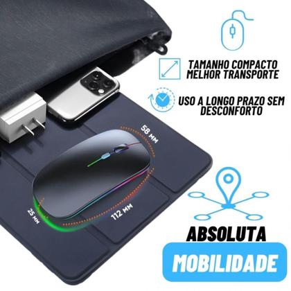 Imagem de Mouse Sem Fio Bluetooth Recarregável com Iluminação RGB Exbom 1600 DPI Silencioso e Portátil para PC e Notebook em Vários Núcleos