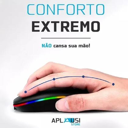 Imagem de Mouse Sem Fio Bluetooth Wifi Recarregavel Wireles Ergonomico Cor Preto