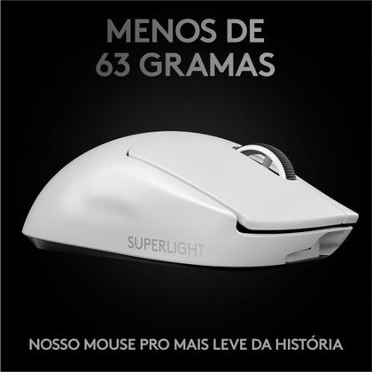 Imagem de Mouse Sem Fio Gamer Logitech G PRO X Superlight, Lightspeed, 25000 DPI, 5 Botões, Branco - 910-005941