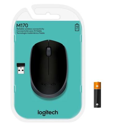 Imagem de Mouse sem fio Logitech M170 com Design Ambidestro Compacto, Conexão USB e Pilha Inclusa, Preto - 910-004940