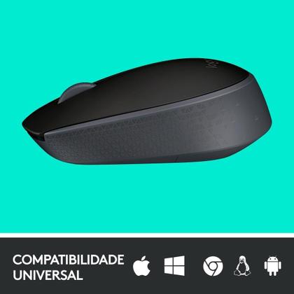 Imagem de Mouse sem fio Logitech M170 com Design Ambidestro Compacto, Conexão USB e Pilha Inclusa, Preto - 910-004940