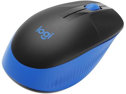 Imagem de Mouse sem fio Logitech M190 com Design Ambidestro de Tamanho Padrão, Conexão USB e Pilha Inclusa, Azul - 910-005903