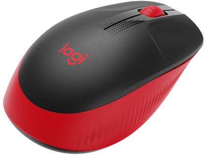 Imagem de Mouse sem fio Logitech M190 com Design Ambidestro de Tamanho Padrão, Conexão USB e Pilha Inclusa, Vermelho - 910-005904