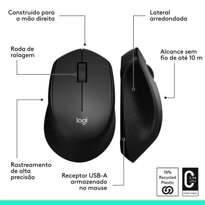 Imagem de Mouse sem fio Logitech M280 com Conexão USB e Pilha Inclusa, Preto - 910-004284
