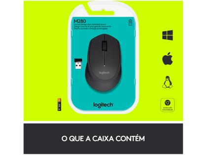 Imagem de Mouse sem fio Logitech M280 com Conexão USB e Pilha Inclusa, Preto - 910-004284