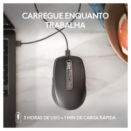 Imagem de Mouse Sem Fio Logitech MX Anywhere 3S, Bluetooth, Clique Silencioso, Recarregável, Grafite - 910-006932