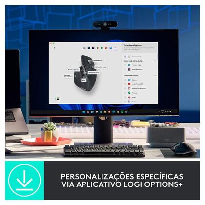 Imagem de Mouse Sem Fio Logitech MX Master 3S, 8000 DPI, Bluetooth, USB, para Uso em Qualquer Superfície, Clique Silencioso, Grafite - 910-006561