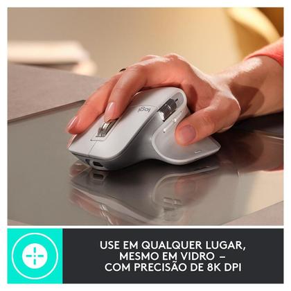 Imagem de Mouse Sem Fio Logitech MX Master 3S, 8000 DPI, Bluetooth, USB, para Uso em Qualquer Superfície, Clique Silencioso, Grafite - 910-006561