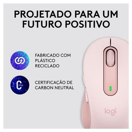 Imagem de Mouse Sem Fio Logitech Signature M650 2000DPI Co 5 Botões Silencioso Bluetooth USB Rose - 910-006251