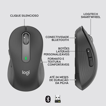 Imagem de Mouse Sem Fio Logitech Signature M650 L 2000 DPI,  5 Botões, Silencioso, Bluetooth, USB