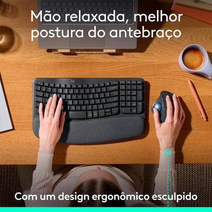 Imagem de Mouse Sem Fio Logitech Trackball ERGO M575S, Bluetooth e USB Logi Bolt, Controle Fácil do Polegar, Preto - 910-007031