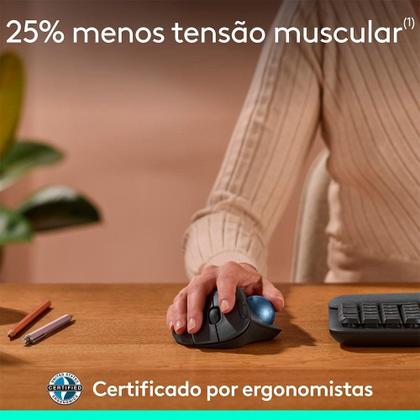 Imagem de Mouse Sem Fio Logitech Trackball ERGO M575S, Bluetooth e USB Logi Bolt, Controle Fácil do Polegar, Preto - 910-007031