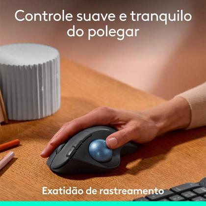 Imagem de Mouse Sem Fio Logitech Trackball ERGO M575S, Bluetooth e USB Logi Bolt, Controle Fácil do Polegar, Preto - 910-007031
