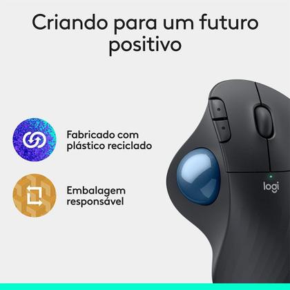 Imagem de Mouse Sem Fio Logitech Trackball ERGO M575S, Bluetooth e USB Logi Bolt, Controle Fácil do Polegar, Preto - 910-007031