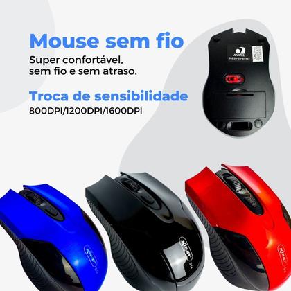 Imagem de Mouse Sem Fio Optico Knup 2.4 Ghz Gamer USB Wireless 1600 dpi