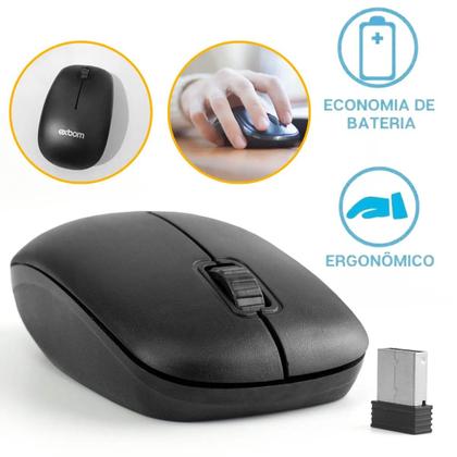 Imagem de Mouse SEM FIO Óptico Office Slim P/ PC USB 3 Botões 1200 Dpi