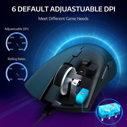 Imagem de Mouse sem fio para jogos ATTACK SHARK R1 18K DPI Tri-Mode