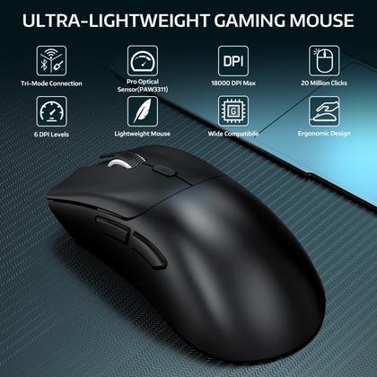 Imagem de Mouse sem fio para jogos ATTACK SHARK R1 18K DPI Tri-Mode