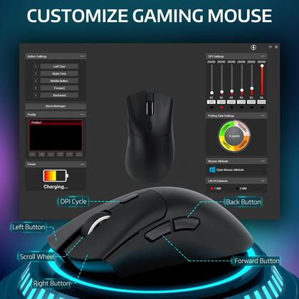 Imagem de Mouse sem fio para jogos ATTACK SHARK R1 18K DPI Tri-Mode