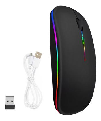 Imagem de Mouse Sem Fio Recarregável Wireles Optico Led Rgb Ergonômico