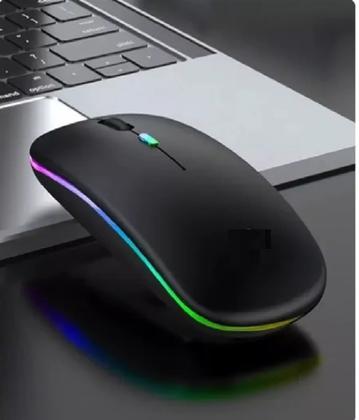 Imagem de Mouse Sem Fio Rgb Led Usb Ergonômico Prático Alto Design