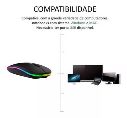 Imagem de Mouse Sem Fio Wireless Rgb Gamer E-1200 Pro Pc Recarregável