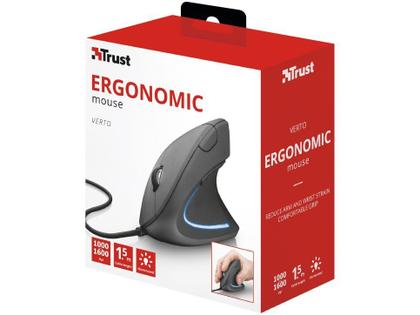 Imagem de Mouse Trust Vertical Ergonômico Verto, LED Azul, 6 Botões - 22885
