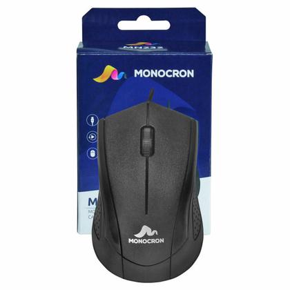 Imagem de Mouse USB Óptico Com Fio 1000 DPI Cabo 1.5m Monocron MN232 Preto