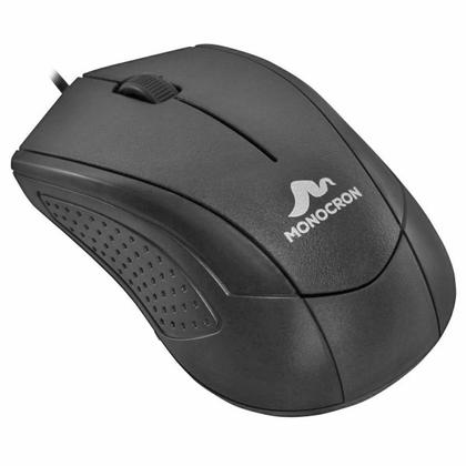 Imagem de Mouse USB Óptico Com Fio 1000 DPI Cabo 1.5m Monocron MN232 Preto