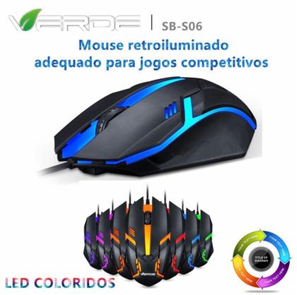 Imagem de Mouse USB Óptico Gamer Para Jogos Computador 1200 DPI SB-S06/SB-S02 DPI 1000/ Marca Verde