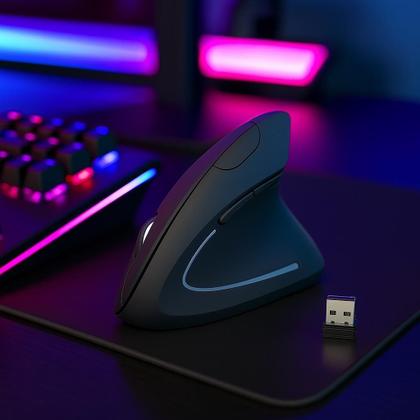 Imagem de Mouse Vertical Ergonômico 2.4GHz Mouse Óptico Sem Fio 6 Botões