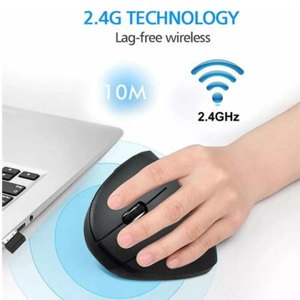 Imagem de Mouse Vertical Ergonômico Sem Fio Recarregável Power 2400Dpi